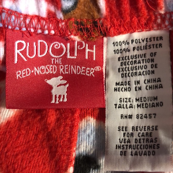 2 Rudolf the Red Nosed Reindeer pajama bottoms/medium and small child size - Picture 9 of 16